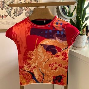 Amazon Y2K Patterned Baby Tee